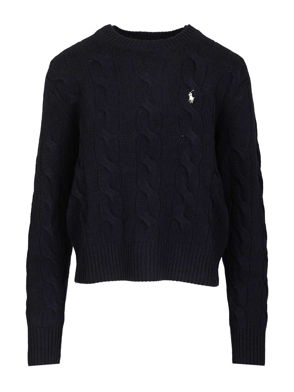 Polo Ralph Lauren Cable-Knit Sweater In Wool And Cashmere, Sweatshirts - Blue | 44054798f3abd1170886026dfd680d3aa37800db