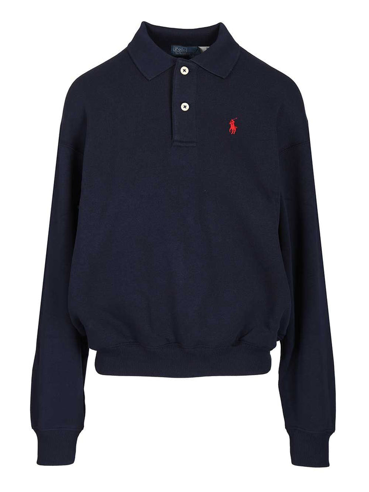 Polo Ralph Lauren Polo-Collar Fleece Pullover Knitwear - Blue | 52a11d3905cb46acfdc44d99c1e334f86deb7eb3