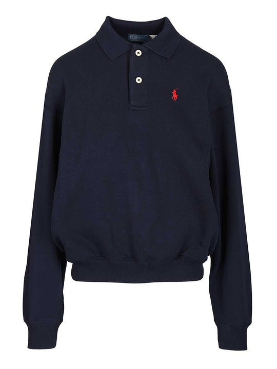 Long-Sleeved Polo Shirt Knitwear Blue