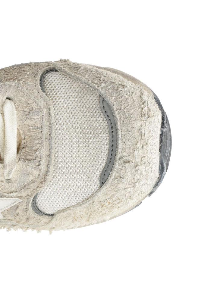 Golden Goose Deluxe Brand Running Dad New Net And Suede Upper Leather Star And Heel Suede Spur Sneakers - White | 1b25f2869159a1f2a0cb4d8700e29571a7355f71