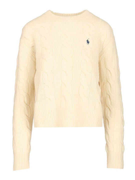 Cable-Knit Sweater In Wool And Cashmere, Knitwear White