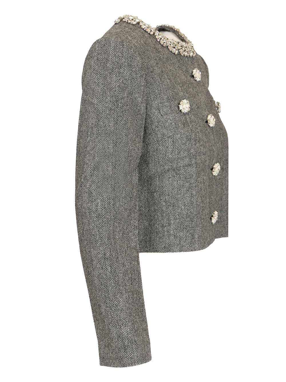 Self-Portrait Herringbone Jacket With Crystal Trim Jackets - Grey | cd9f7155282bc26727dfb32b58e9c367fc0d2d4f