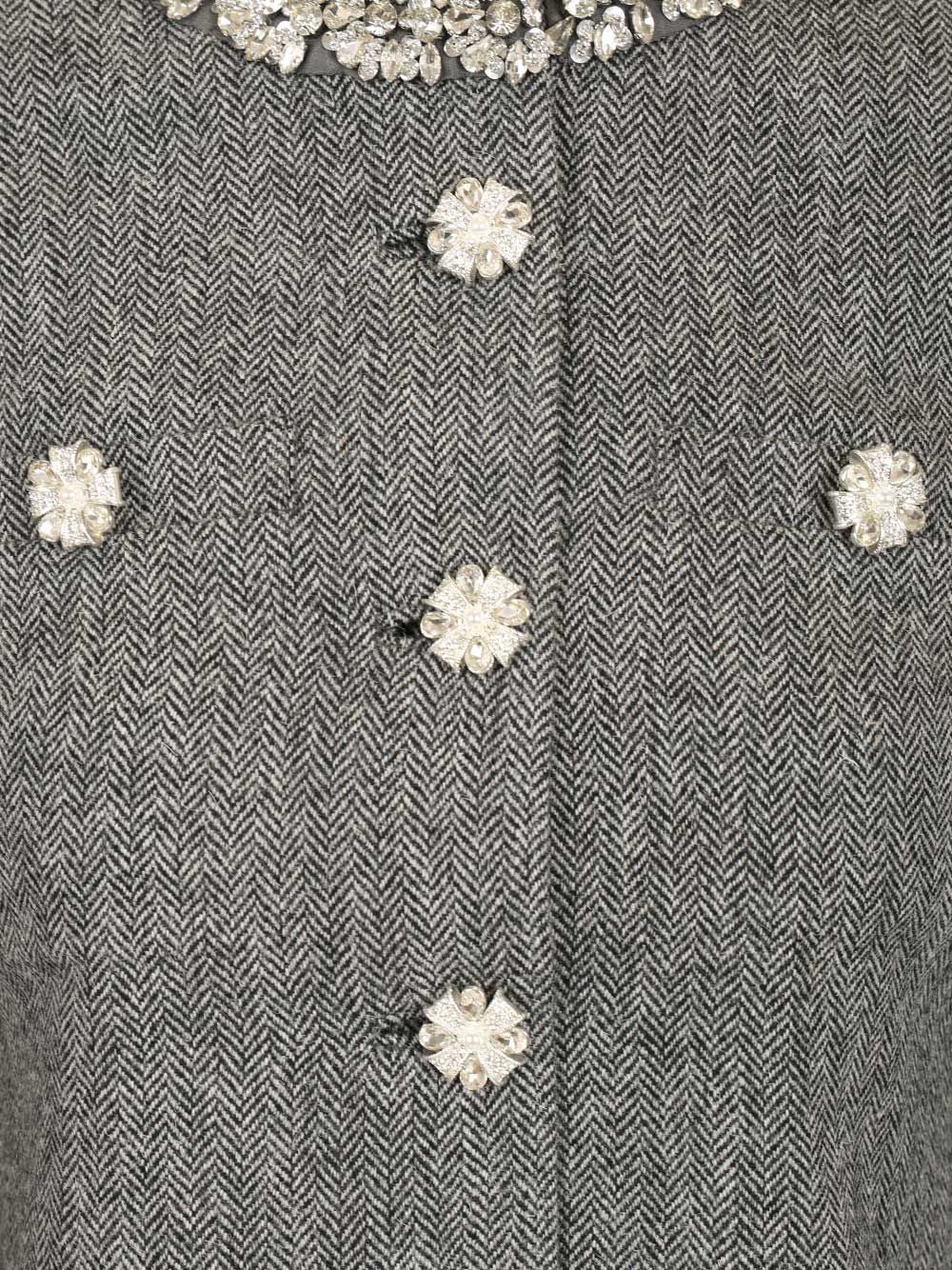 Self-Portrait Herringbone Jacket With Crystal Trim Jackets - Grey | 1f34625a1049ab760eda66076cd04c8c1a0381d6