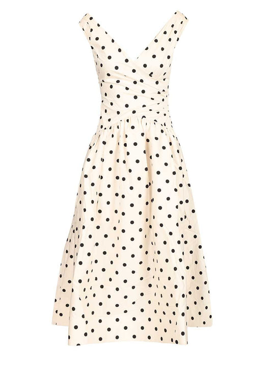 Polka Dot Midi Dress Dresses White