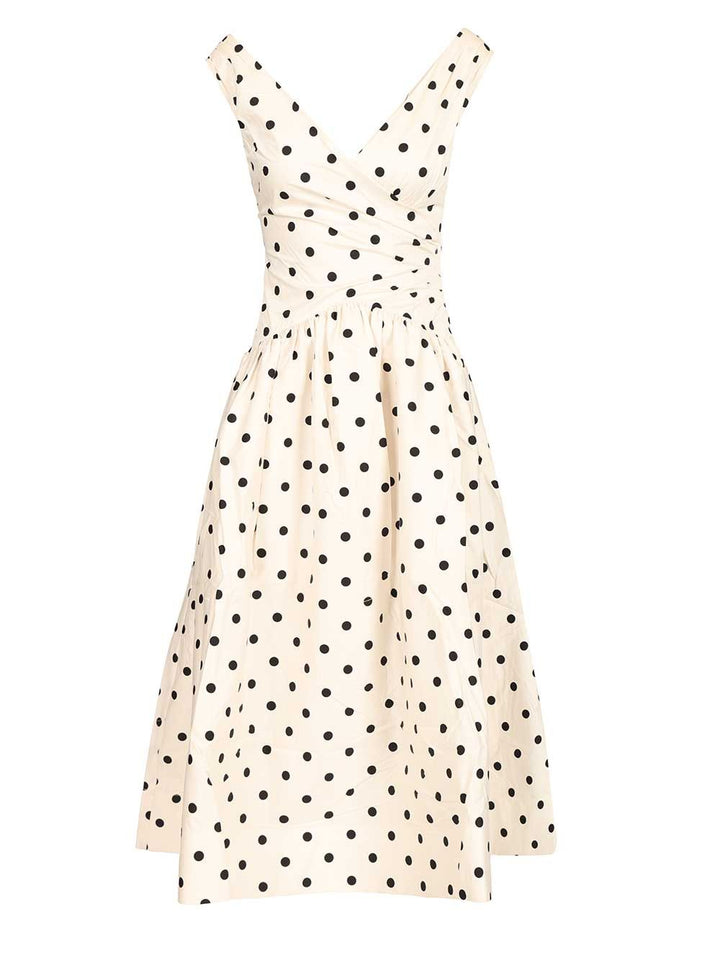 Self-Portrait Polka Dot Midi Dress Dresses - White | 579736d629fa2c7532f925392418f503324a21ec