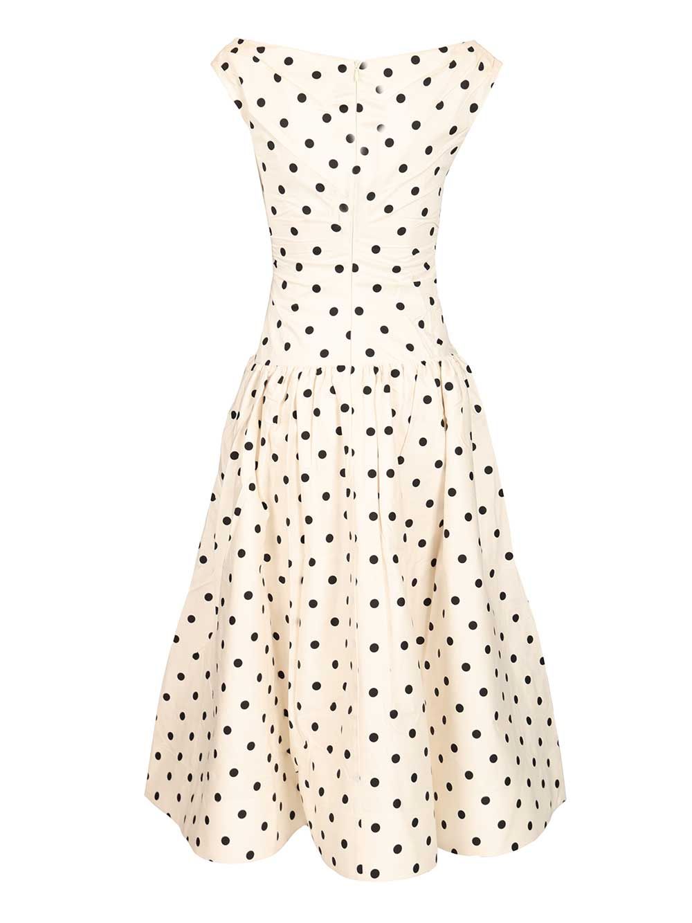 Self-Portrait Cream Polka Dot Cotton Midi Dress Dresses - White | 482bdd2bc6beed0c9e5d6517f32924bc8dffd7e9