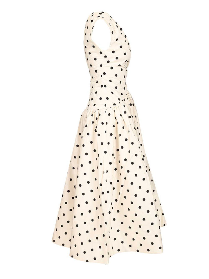 Self-Portrait Cream Polka Dot Cotton Midi Dress Dresses - White | addb9c09cf3ea2b94471e0d74d5960cd7c58e117