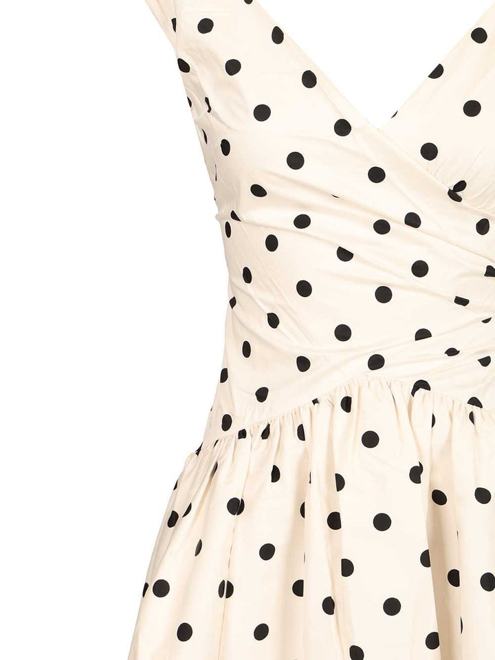 Self-Portrait Cream Polka Dot Cotton Midi Dress Dresses - White | 3e34d4e3864512493a49ee123a1c86d5c6a45749