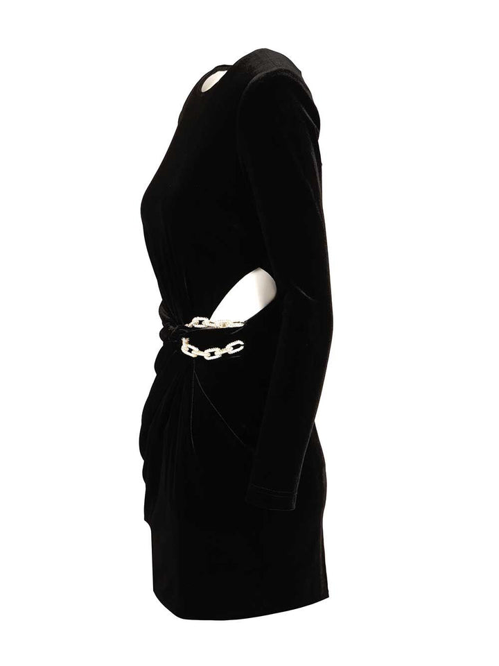 Self-Portrait Black Velvet Embellished Mini Dress Dresses - Black | 641f458dcaae2467204538f5f8fb2fb676bacfd2