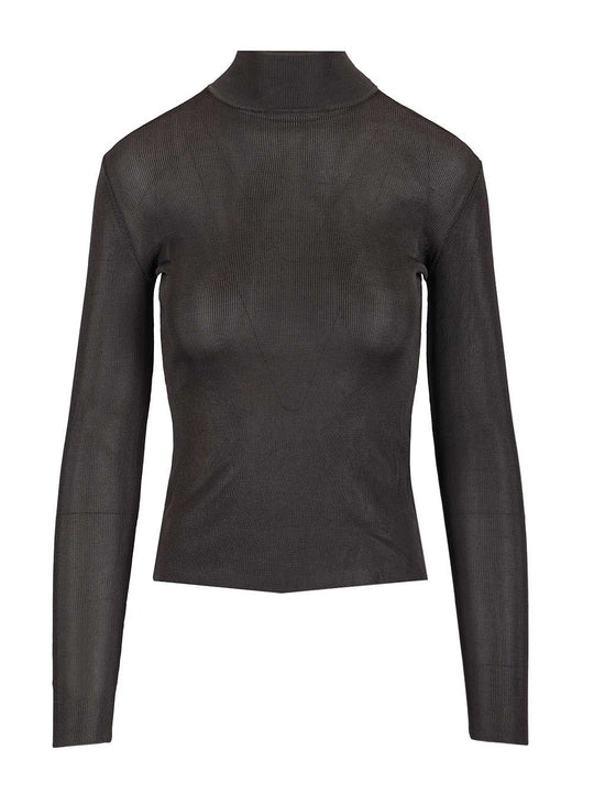 Grey Viscose Knit Top Knitwear Grey