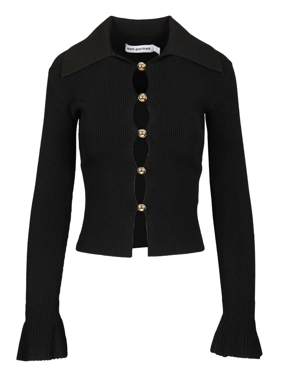 Self-Portrait Button-Up Sweater Knitwear - Black | 109fdbfbd6f881c2b4fe4e0001389c0290da000e