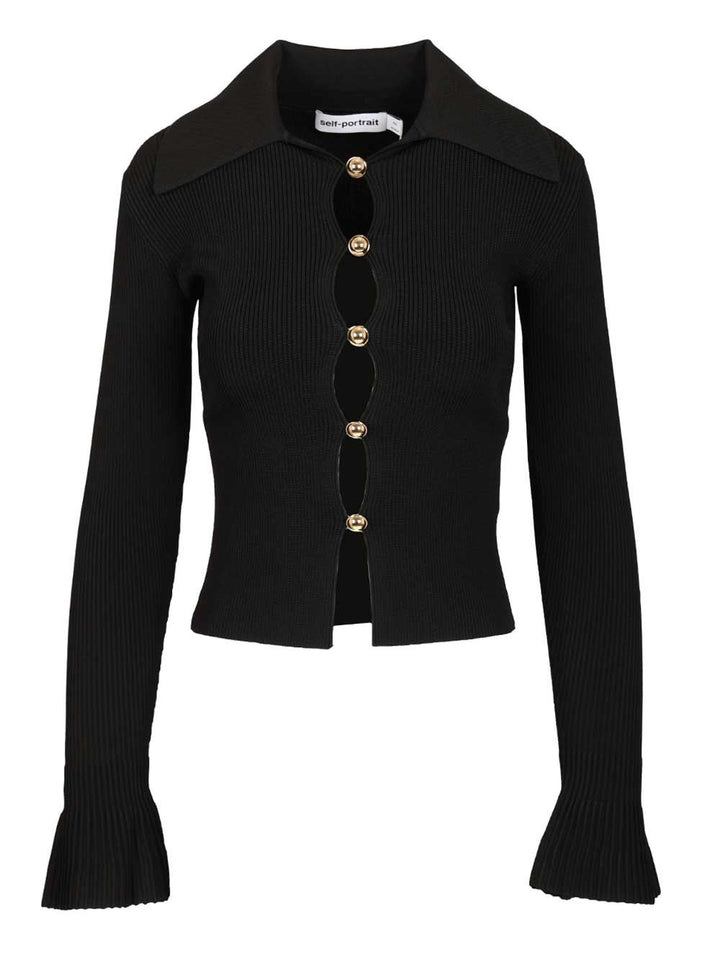 Self-Portrait Button-Up Sweater Knitwear - Black | 109fdbfbd6f881c2b4fe4e0001389c0290da000e