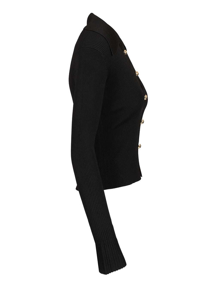 Self-Portrait Black Button Down Knit Top Knitwear - Black | 067adf46059c9821cd00c1026aa479759eb82b81