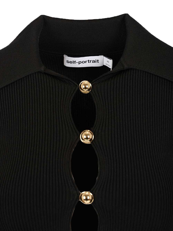 Self-Portrait Button-Up Sweater Knitwear - Black | 6a170242bcc1ad29f46446d94e7b27fbf9ed8cc9