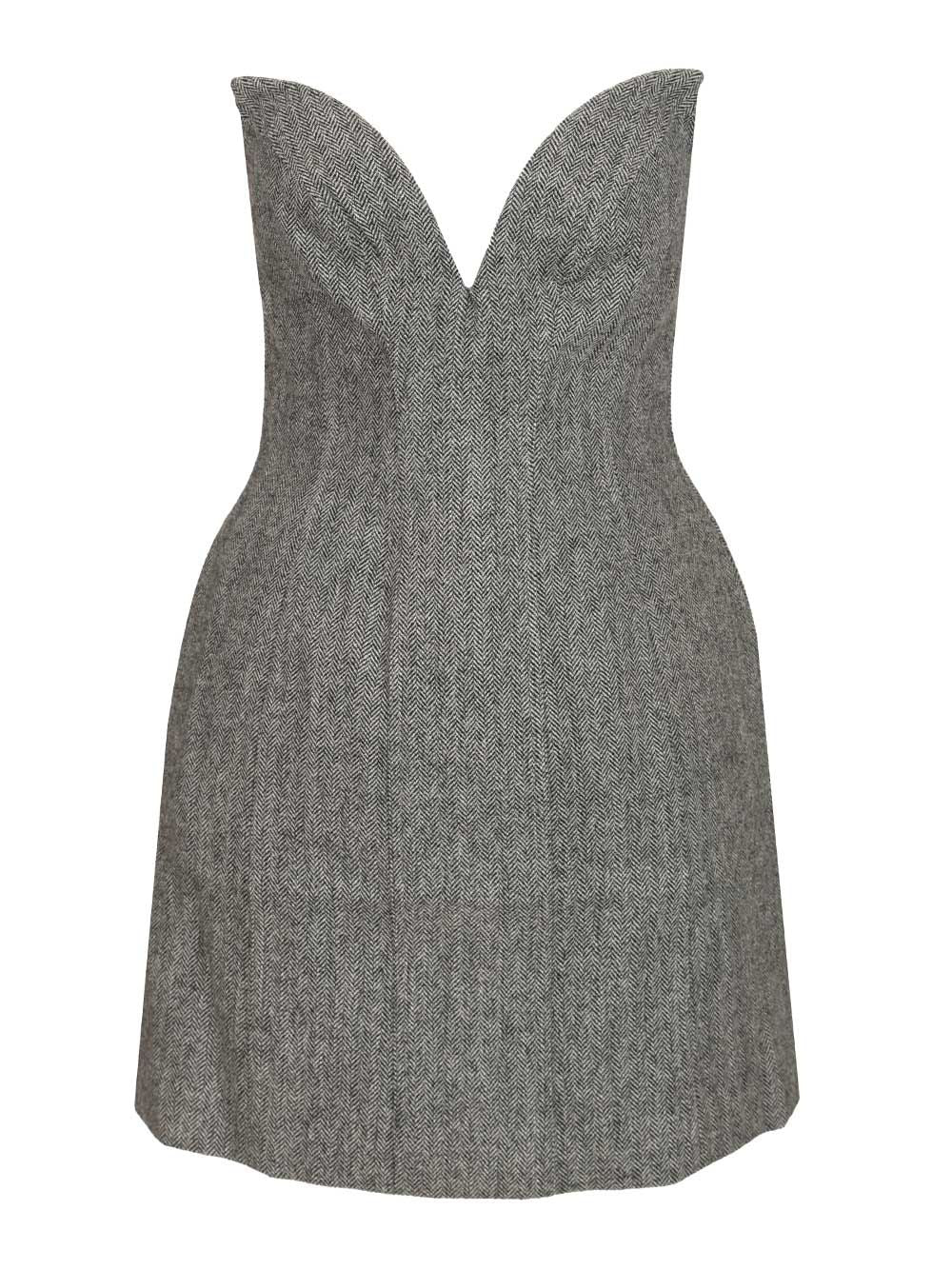 Self-Portrait Grey Bandeau Herringbone Mini Dress Dresses - Grey | de4c984c80e66a13932e76fff4823481b36c4d15