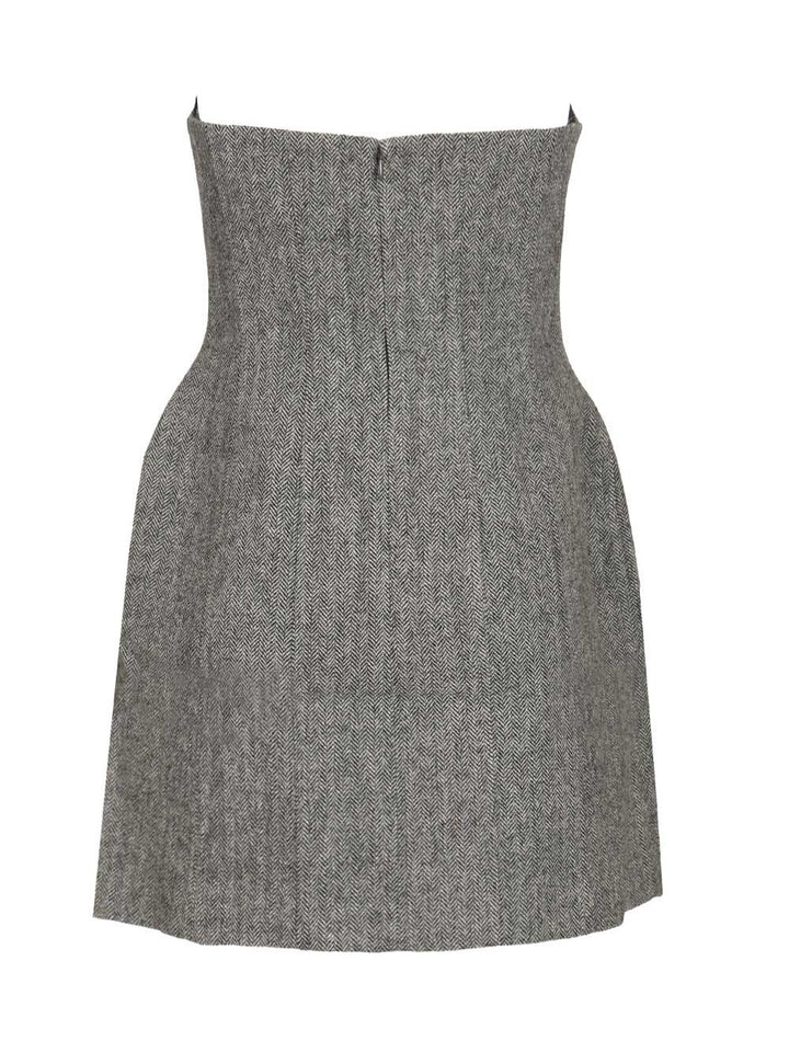 Self-Portrait Herringbone Wool Mini Dress Dresses - Grey | c68ea57bc612fe82b610ae3d52797bff0262b210