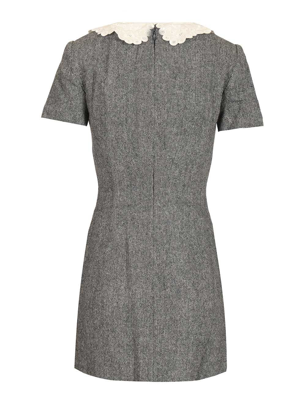 Self-Portrait Grey Herringbone Collared Mini Dress Dresses - Grey | 92ffff8c8b3e01d059918638f164747d354be69c