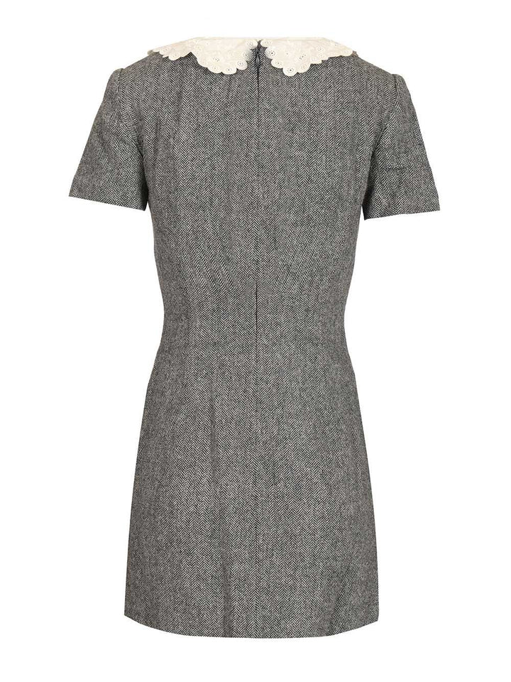 Self-Portrait Grey Herringbone Collared Mini Dress Dresses - Grey | 92ffff8c8b3e01d059918638f164747d354be69c
