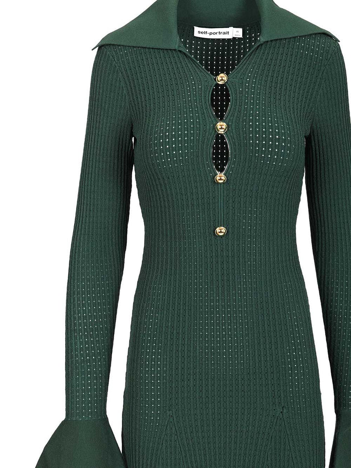 Self-Portrait Green Keyhole Knit Midi Dress Dresses - Green | a7a6df5abcc54b77e1b18dbc1201f9e2583c6c1d