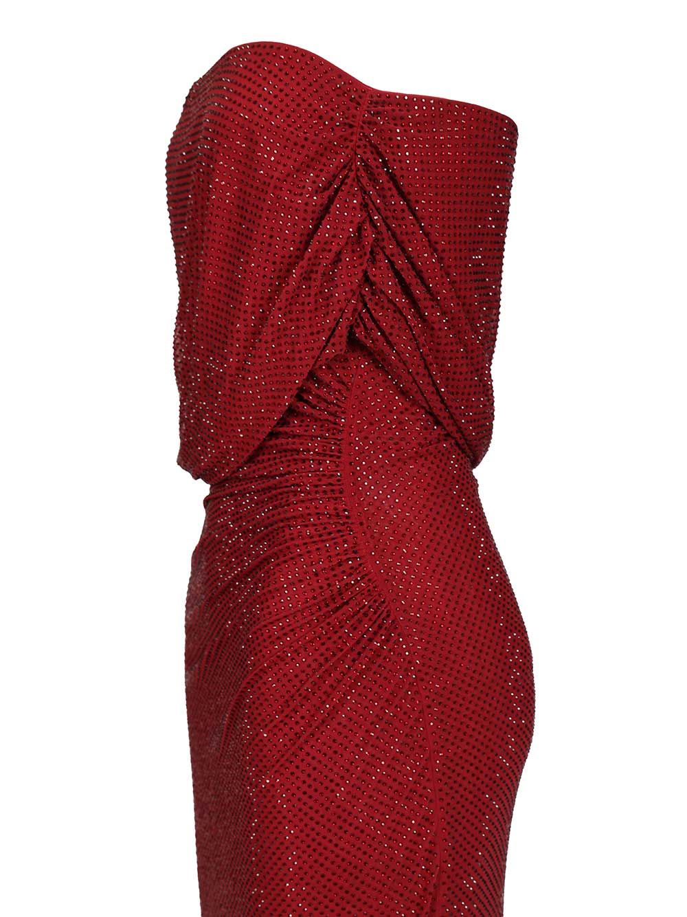 Self-Portrait Burgundy Rhinestone Drape Midi Dress Dresses - Bordeaux | 9ae5c18d22182a6b5eeee31b5ef080af922c6b6b