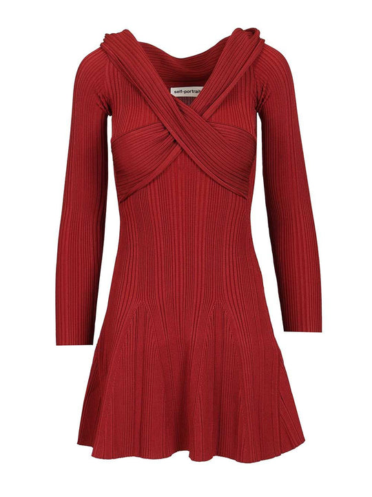 Burgundy Viscose Knit Mini Dress Dresses Bordeaux