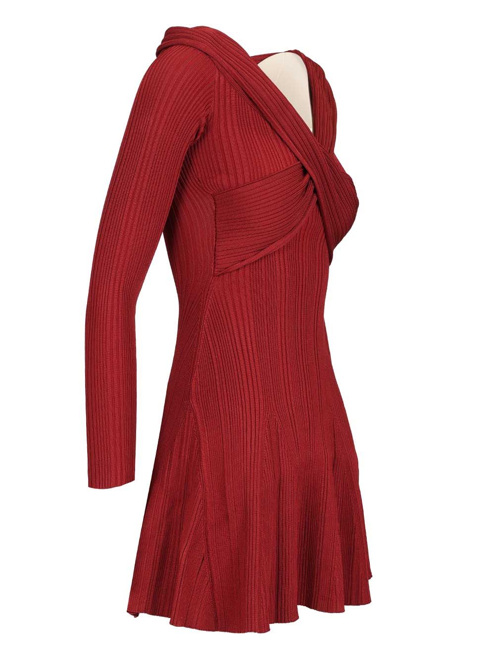 Self-Portrait Burgundy Viscose Knit Mini Dress Dresses - Bordeaux | 9201284592d82c5b00f1f4e6129452d4fea58ccd