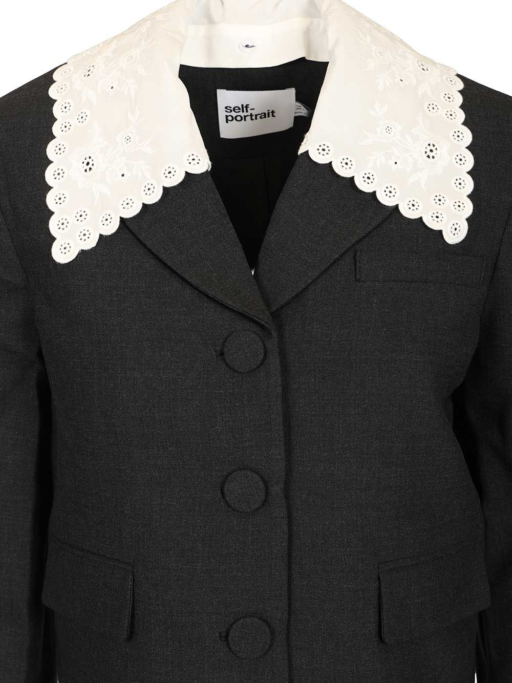 Self-Portrait Grey Wool Collared Jacket Jackets - Grey | 5d8ee1ca0a4efad2399d8cbbd1d594541478b6e1