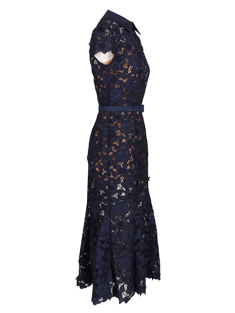 Self-Portrait Navy Guipure Lace Midi Dress Dresses - Blue | f145febfb4c714984dda552f8cc50b559fab23a1