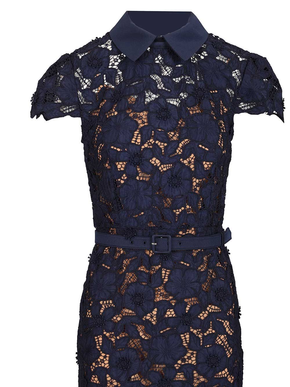 Self-Portrait Navy Guipure Lace Midi Dress Dresses - Blue | dcab0dfb93cfee5ccc3850f39b138f760f86550c