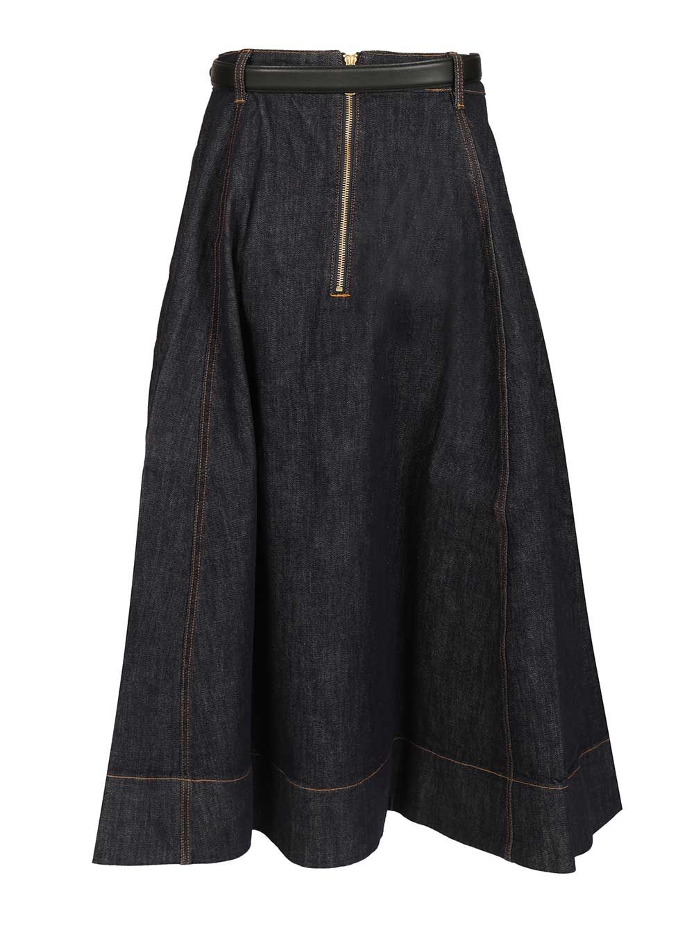 Self-Portrait Indigo Denim Flared Midi Skirt Skirts - Blue | 142b269878d22e44d1e46c57b3d93480256b0f9c