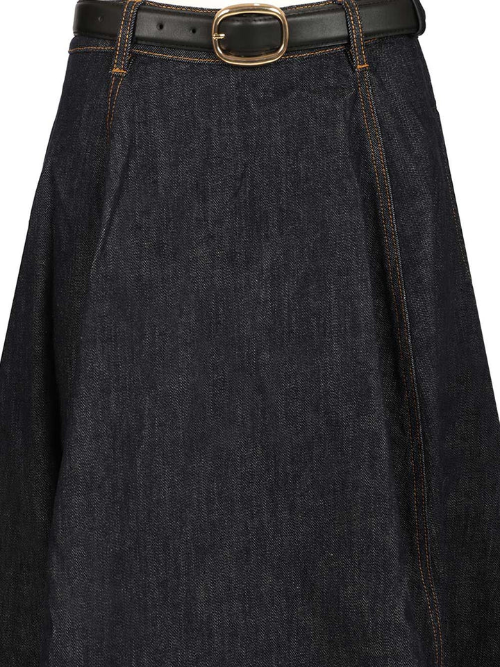 Self-Portrait Denim Midi Skirt Skirts - Blue | 1c93191b37982f0dcfa89e6fd3ddea704544b51b
