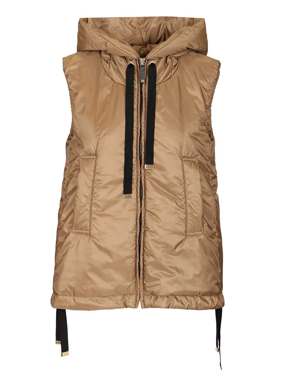 Max Mara The Cube Padded Vest With Hood Coats - Brown | dae5dd5ba58f07bad6dd9251693907b9a8be4d30