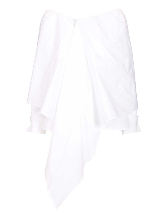 Curvone Ribbon Popeline Shirt Shirts White
