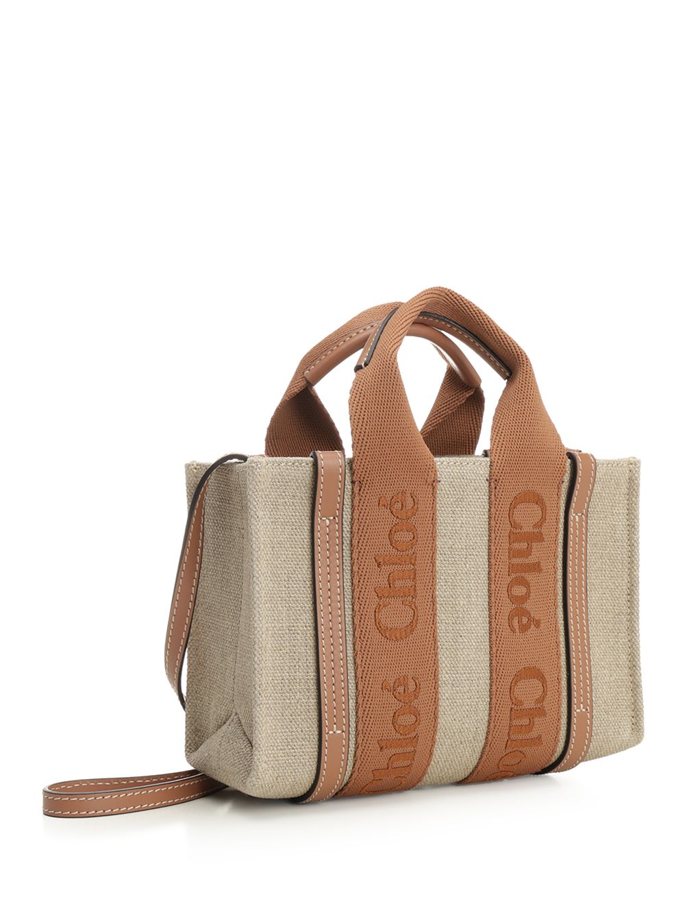 Chloe' Woody Mini Linen Tote Bag Handbags - Beige | 38ca1265633f2d76f05bfcfe7936ddd9836849f8