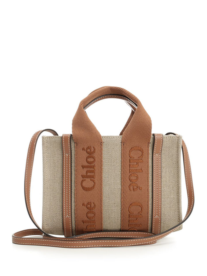 Chloe' Woody Mini Linen Tote Bag Handbags - Beige | 426c76f9b31c61b7bc8351c9a42d189eb316330b