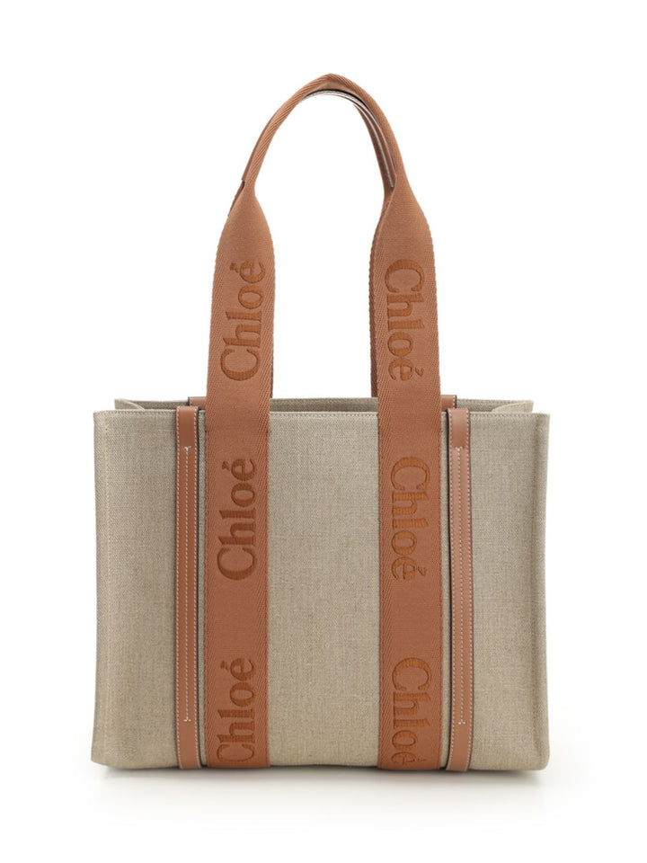 Chloe' Woody Shoulder Bags - Beige | 78bbf5a50f4cd5c3ec72dc5282dce38bafd01b8f