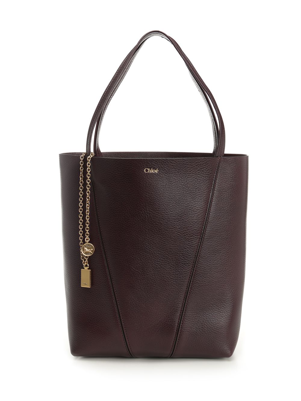 Chloe' Chloé Spin Large Hammered Leather Tote Bag Handbags - Bordeaux | 66700bc341d34cf6af9659eacd072de101922901