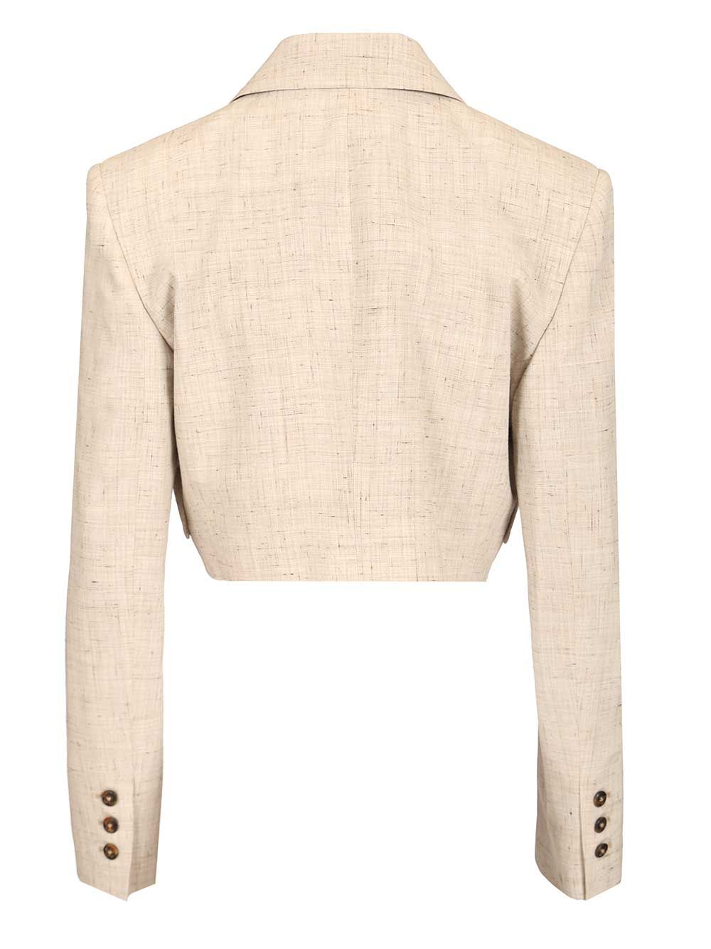 Vivienne Westwood Double-Breasted Cropped Blazer Jackets - Beige | b618e7d33787289cdf7cee9768fed6cb72c25396