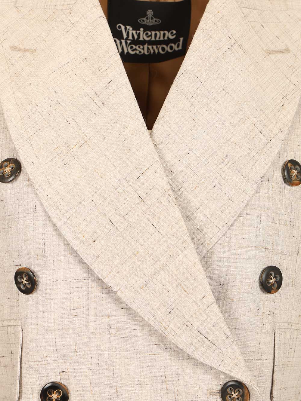 Vivienne Westwood Double-Breasted Cropped Blazer Jackets - Beige | 9d2a034668be53347f399c69f9f4f45b5797bccb