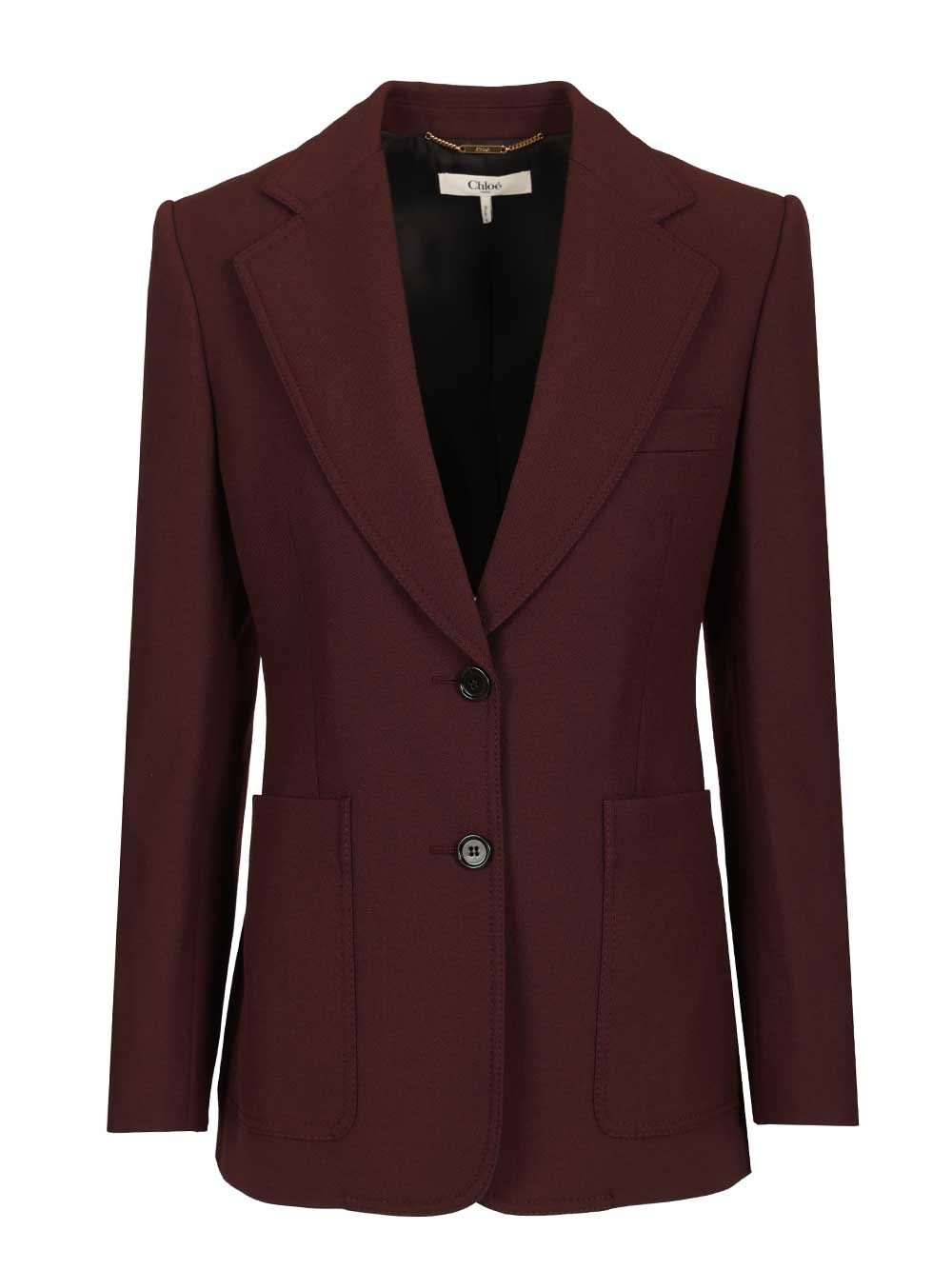 Chloe' Tailored Single-Breasted Jacket In Wool Gabardine Jackets - Bordeaux | cbaf6a12b7c483ef0fe578ed32af06bb1594674b
