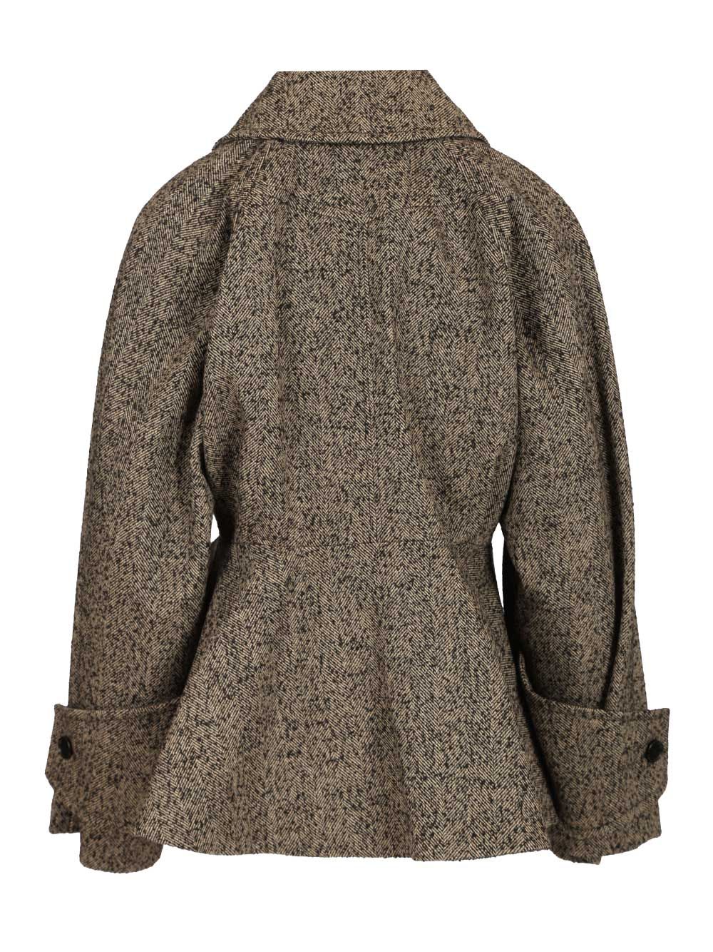 Chloe' Short Double Breasted Coat Coats - Beige | cc6413e8a4e201806b5ae2193935e78cb5355429