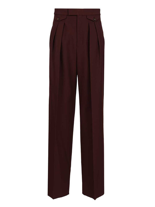 Suits Pant With Waist Pleats Trousers Bordeaux