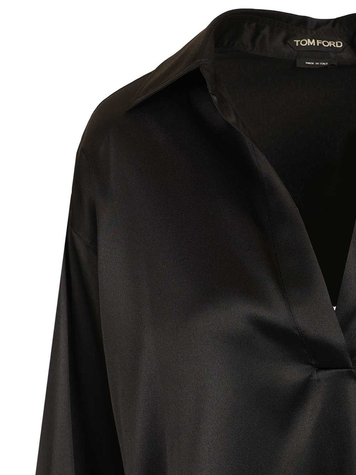Tom Ford Stretch Silk Satin Polo Shirts - Black | 5a3e10566f040ae2e5ff31fc0ff8e81d4b84b973
