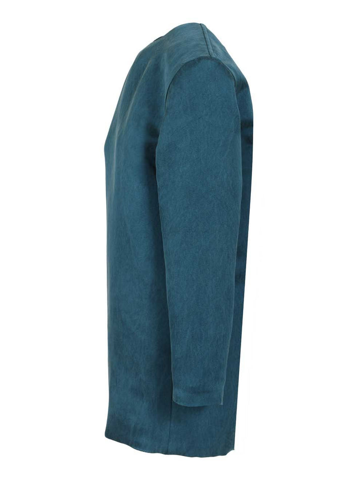Saint Laurent Stonewashed Silk Satin Boxy Dress Dresses - Blue | c8a8eaeaa64372f635ee7d6600f0dcd538c7e09e
