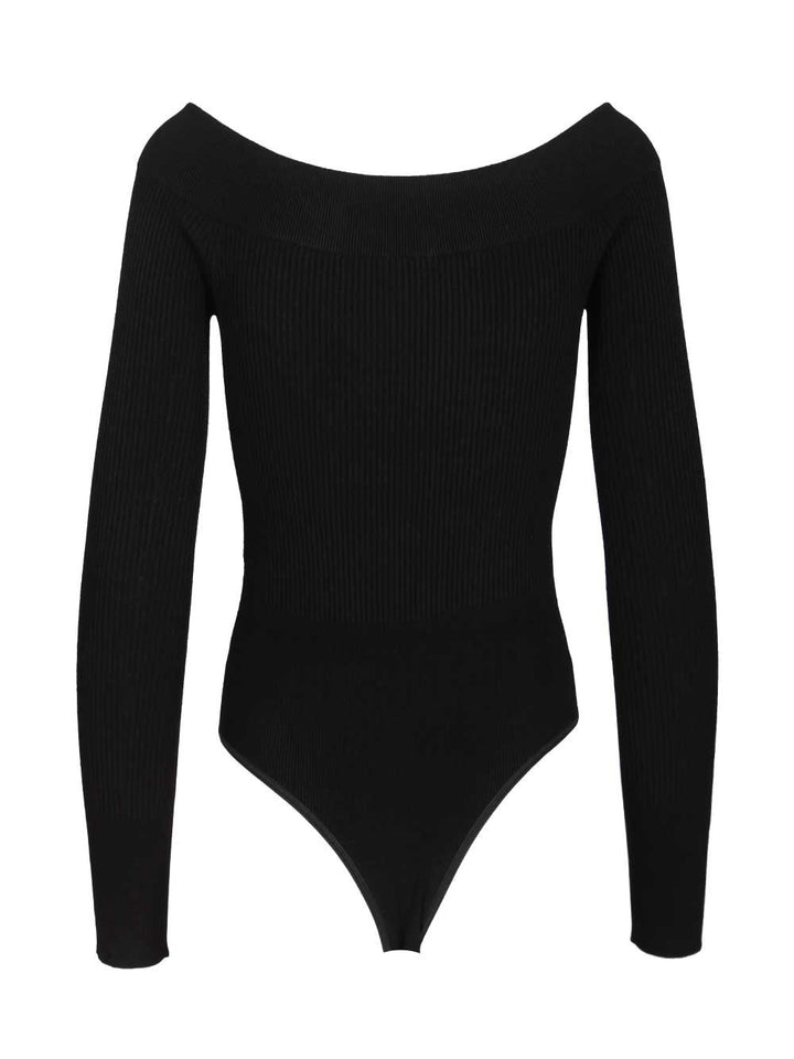 AlaÏA Ribbed Knit Bodysuit Tops - Black | 2ee2f0042e921f3ddec10c70e20f0897f8f1155c