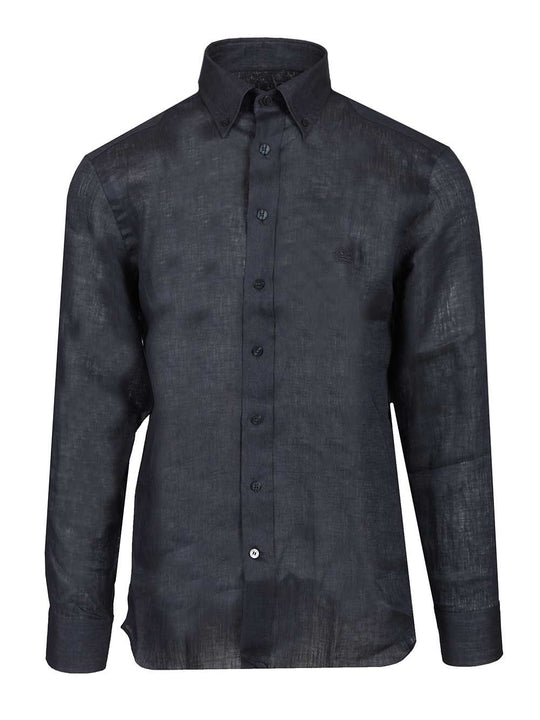 Tailored Linen Shirt Shirts Blue