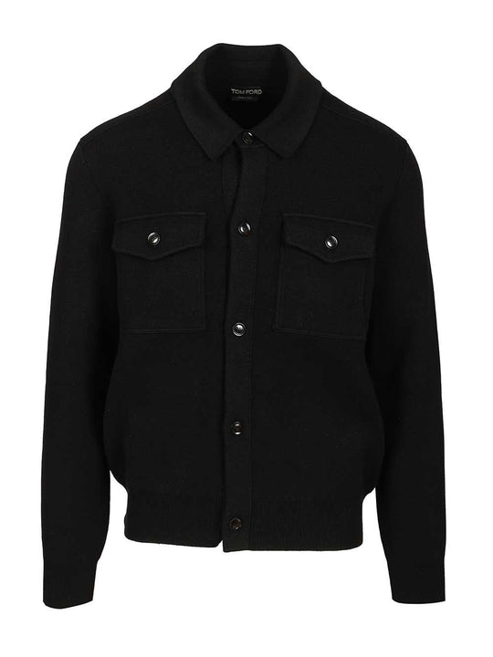 Wool And Cashmere Overshirt Knitwear Black