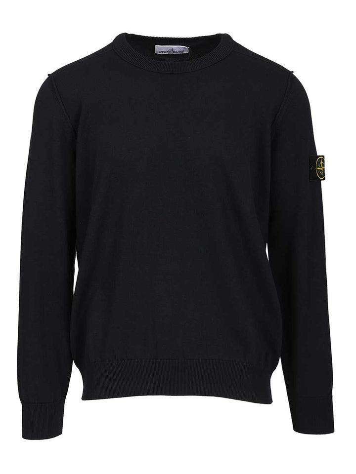 Stone Island Crew Neck Soft Organic Cotton Knitwear - Blue | 4bc3000203096a8220e49738a2a4772f5644adba