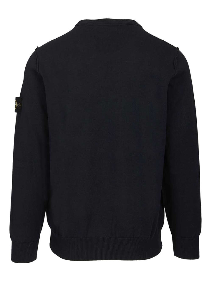 Stone Island Crew Neck Soft Organic Cotton Knitwear - Blue | 955ffaf2df63ab30a9928016cb4d827e3638bb91