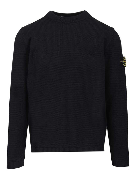 Micro-Stitch Cotton Sweater Knitwear Blue